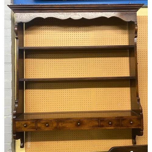 163 - GOOD QUALITY GEORGIAN STYLE OAK HANGING DELFT RACK WITH DRAWERS