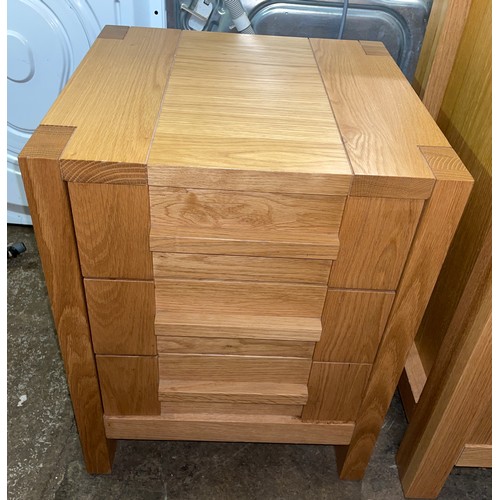 106 - CONTEMPORARY OAK THREE DRAWER BEDSIDE CHEST