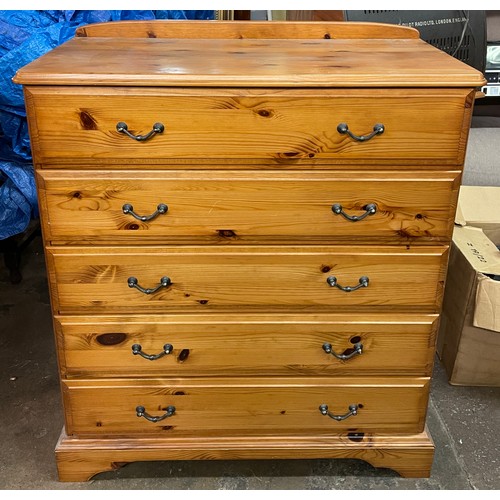 122 - PINE FIVE DRAWER CHEST