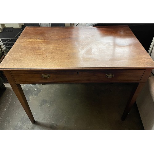 123 - GEORGE III MAHOGANY SIDE TABLE WITH LONG FRIEZE DRAWER