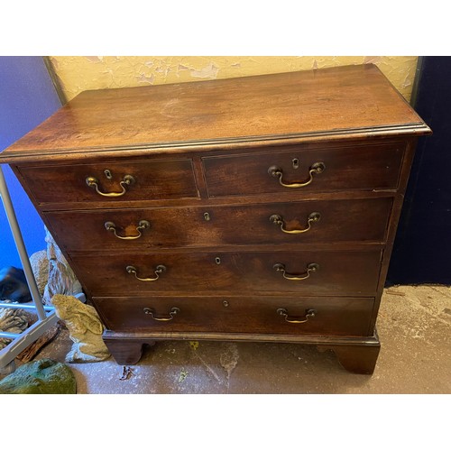 139 - GEORGE III MAHOGANY TWO OVER THREE DRAWER CHEST ON BRACKET FEET