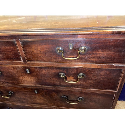 139 - GEORGE III MAHOGANY TWO OVER THREE DRAWER CHEST ON BRACKET FEET