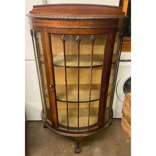 120 - EARLY 20TH CENTURY DEMI LUNE GLAZED DISPLAY CABINET