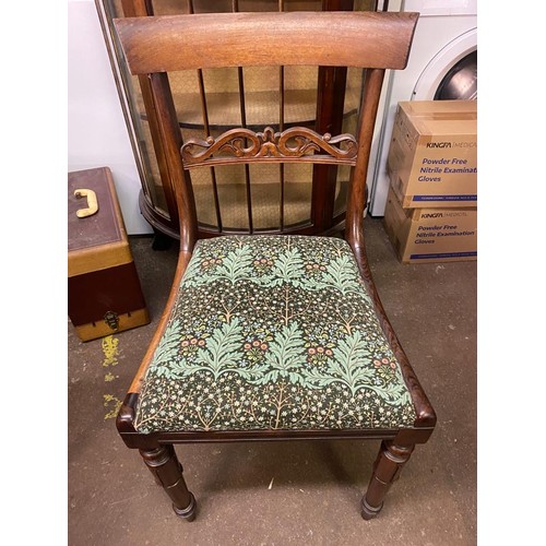 91 - SET OF FOUR GEORGE IV ROSEWOOD DINING CHAIRS WITH LIBERTY UPHOLSTERED FABRIC SEATS