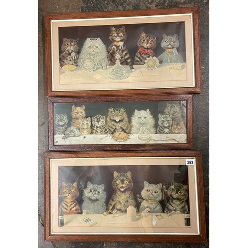 352 - THREE EARLY 20TH CENTURY LITHOGRAPHIC PRINTS OF CATS AFTER LOUIS WAIN