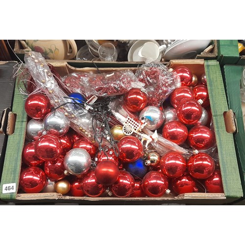 464 - BOX OF CHRISTMAS BAUBLES AND OTHER DECORATIONS