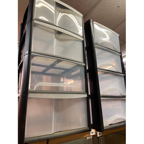 85 - THREE UPVC CLEAR FOUR DRAWER TIDY CHESTS