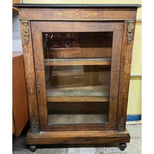 168 - VICTORIAN WALNUT MARQUETTRY INLAID AND GILT METAL MOUNTED PIER CABINET