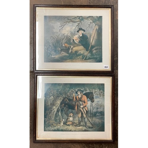 357 - PAIR OF LITHOGRAPHIC PRINTS ENTITLED DUCK SHOOTING, WOOD COCK AND PHEASANT SHOOTING