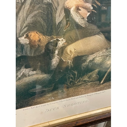 357 - PAIR OF LITHOGRAPHIC PRINTS ENTITLED DUCK SHOOTING, WOOD COCK AND PHEASANT SHOOTING