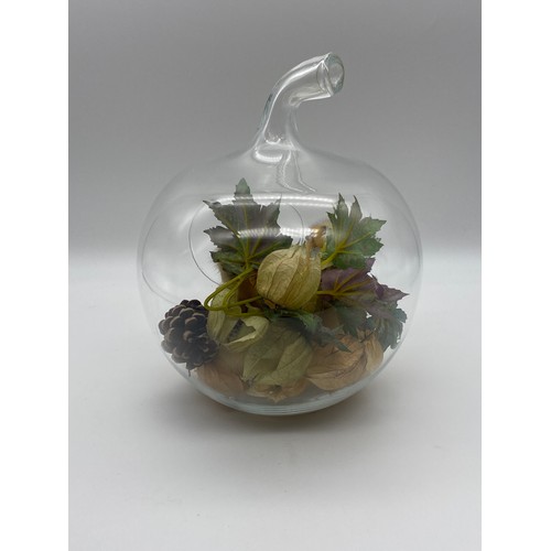 654 - TAXIDERMY DUCKLINGS IN GLASS APPLE TERRARIUM