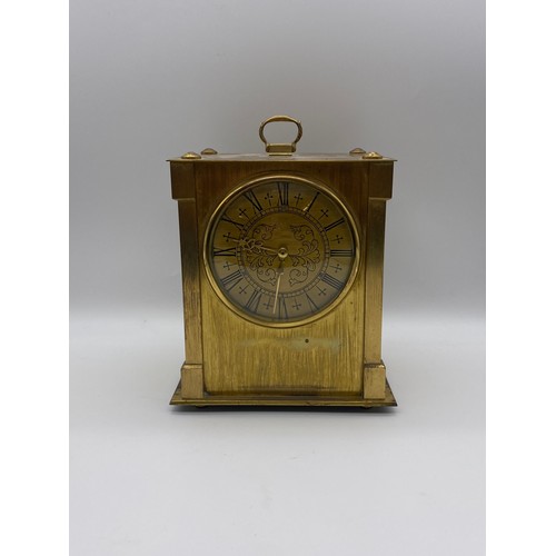 651 - BRASS WIND MANTLE CLOCK