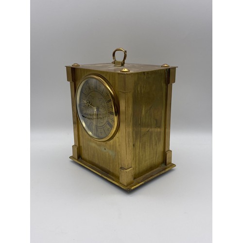 651 - BRASS WIND MANTLE CLOCK