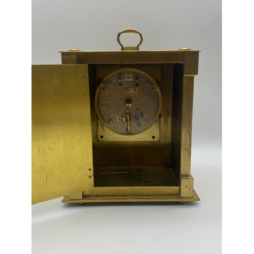 651 - BRASS WIND MANTLE CLOCK