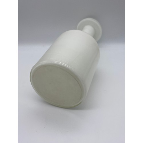 637 - MID CENTURY HOLMEGAARD WHITE OPAQUE GLASS BOTTLE VASE IN THE STYLE OF OTTO BRAUER 35CM