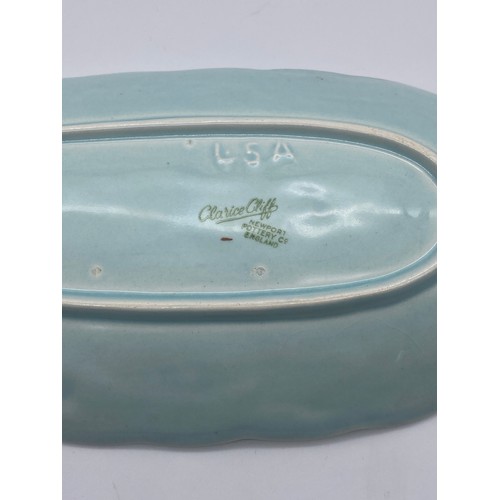 630 - CLARICE CLIFF NEWPORT POTTERY ELONGATED FRUIT AND FOLIAGE DISH