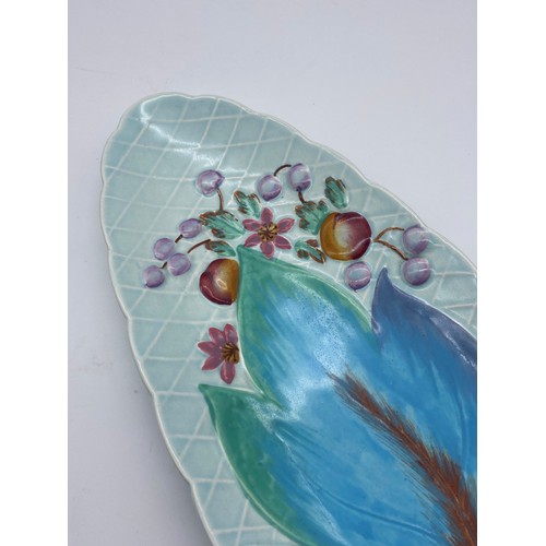 630 - CLARICE CLIFF NEWPORT POTTERY ELONGATED FRUIT AND FOLIAGE DISH