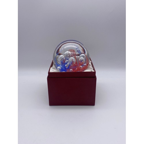 639 - BOXED “CARNIVAL” BUBBLE GLASS PAPERWEIGHT