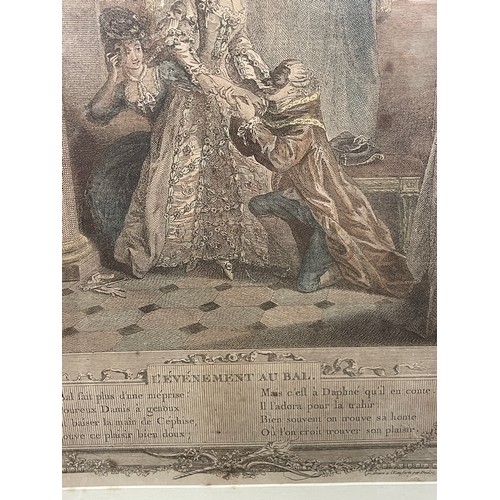 376 - FRENCH ENGRAVING AFTER DUCLOS ENTITLED L'EVENEMENT AUBAL 33CM X 23CM