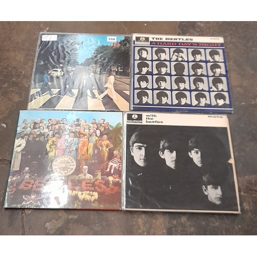 558 - THE BEATLES WITH THE BEATLES, HARD DAYS NIGHT, AND ABBEY ROAD, AND SARGEANT PEPPERS LONELY HEART CLU... 