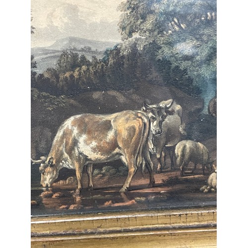 371 - DUTCH SCHOOL CATTLE AT WATER 17.5CM X 11CM