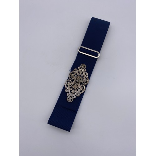 593 - SILVER FILIGREE BUCKLE NURSES BELT