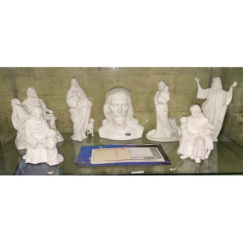 450 - LENOX BLANC DE CHINE FINE CHINA MODELS OF PIETA, AND THE NATIVITY