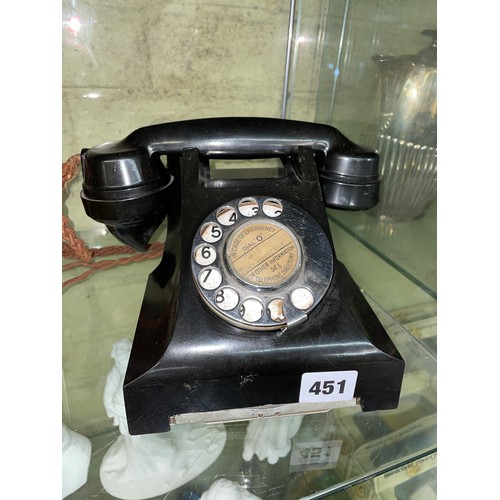 451 - VINTAGE BAKELITE PUSH RING DIAL PHONE