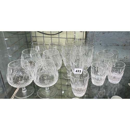 433 - WATERFORD GLASS BRANDY BALLOONS, HI BALL GLASSES AND TUMBLERS