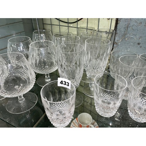 433 - WATERFORD GLASS BRANDY BALLOONS, HI BALL GLASSES AND TUMBLERS