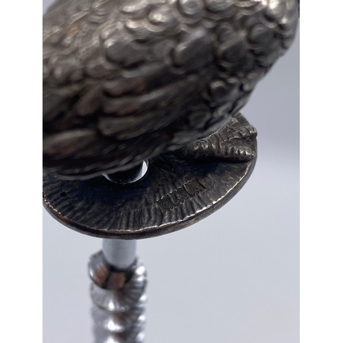 576 - CAST SILVER PHEASANT MOUNTED CORK SCREW