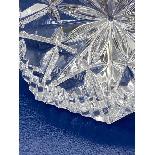 580 - WATERFORD PRISM PAPERWEIGHT, PEDESTAL TURN OVER BOWL AND CRYSTAL MOUNTED PAPER KNIFE