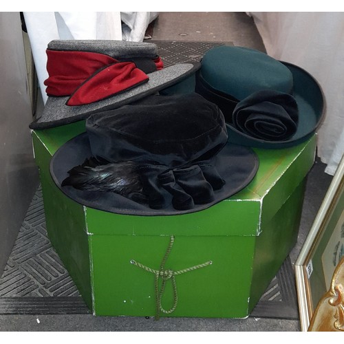 479 - THREE HARRODS MILINARY BOXES CONTAINING SELECTION OF HATS INC LADIES BOATER