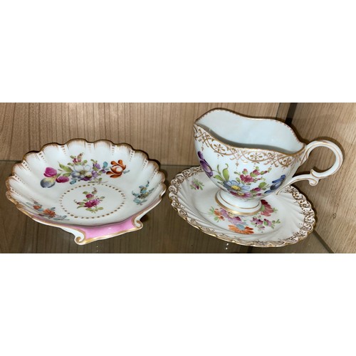 496 - DRESDEN BOTANICAL SPRAY CUP AND SAUCER