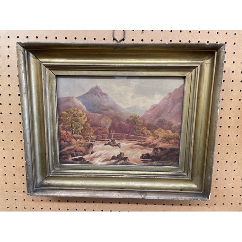 372 - 19TH CENTURY WATER COLOUR OF MOUNTAINOUS LANDSCAPE FRAMED AND GLAZED 24.5CM X 18CM