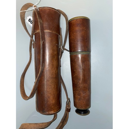 605 - BRASS LAQUERED AND LEATHER CASED FIELD TELESCOPE BY ROSS OF LONDON TEL. SIG. (MKII) ALSO G.S 151