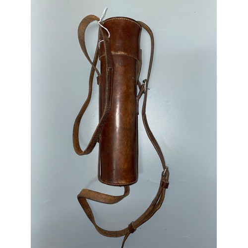 605 - BRASS LAQUERED AND LEATHER CASED FIELD TELESCOPE BY ROSS OF LONDON TEL. SIG. (MKII) ALSO G.S 151