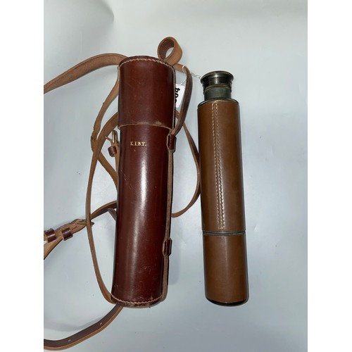 604 - HILLARY - EVEREST 25X40X ENBEECO LONDON LEATHER CASED TELESCOPE IN CARRY CASE WITH STRAP