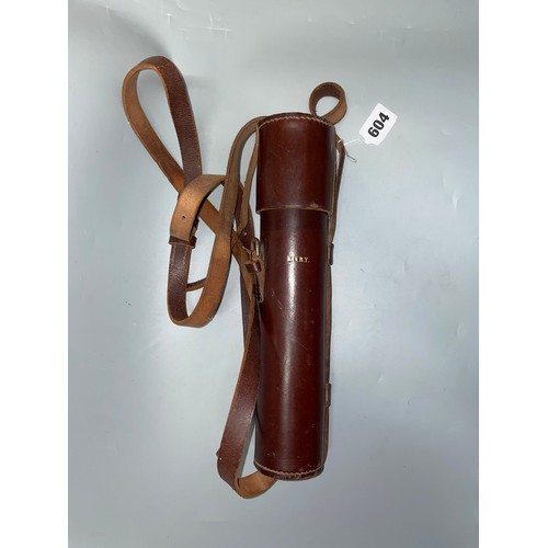 604 - HILLARY - EVEREST 25X40X ENBEECO LONDON LEATHER CASED TELESCOPE IN CARRY CASE WITH STRAP