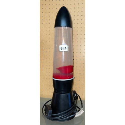 624 - BLACK AND RED LAVA LAMP 44CM