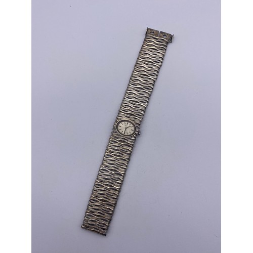 666 - JEAN RENET LONDON SILVER BARK EFFECT BRACELET WRIST WATCH 2OZ OVERALL