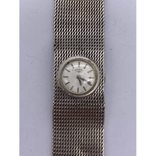 677 - LADIES ROTARY SILVER MESH BRACELET WRISTWATCH