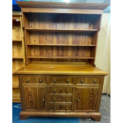 3 - PINE VICTORIAN STYLE FARMHOUSE DRESSER WITH PLATE RACK