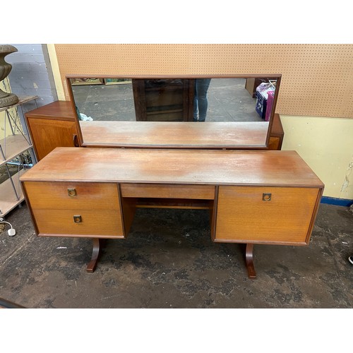 144 - G PLAN TEAK LONG DRESSING TABLE AND MATCHING WARDROBE