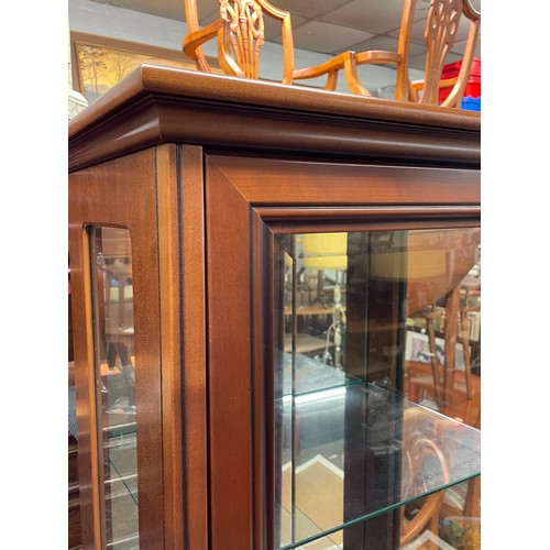 96 - CHERRY WOOD GLAZED TOWER DISPLAY CABINET