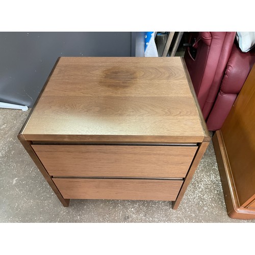 70 - DARK WOOD TWO DRAWER BEDSIDE CHEST