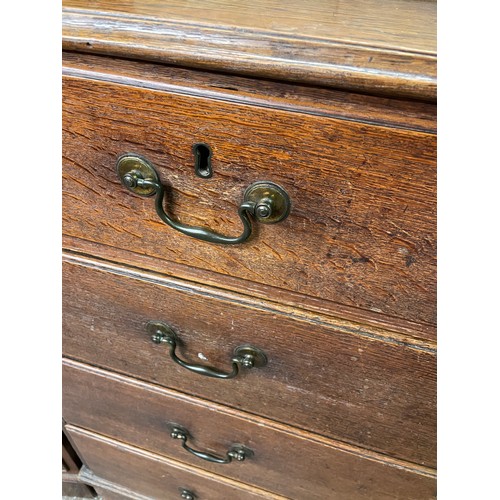 83 - GEORGE III OAK TWO OVER THREE DRAWER CHEST ON BRACKET FEET