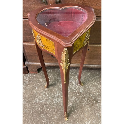 65 - REPRODUCTION FRENCH STYLE LOUIS XV HEART SHAPED BIJOUTERIE TABLE