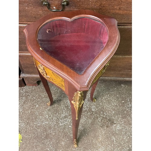 65 - REPRODUCTION FRENCH STYLE LOUIS XV HEART SHAPED BIJOUTERIE TABLE