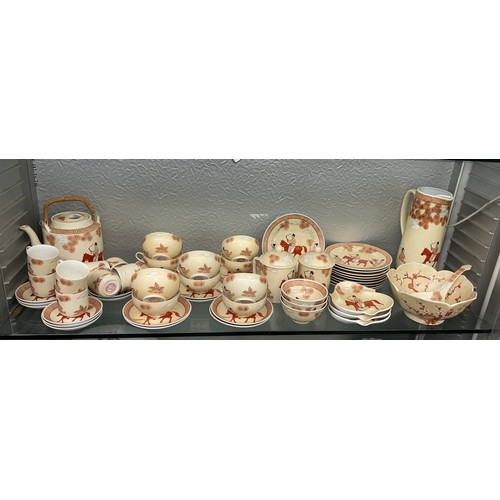 196 - SATSUMA INSPIRED TEA SERVICE AND SERVING DISHES